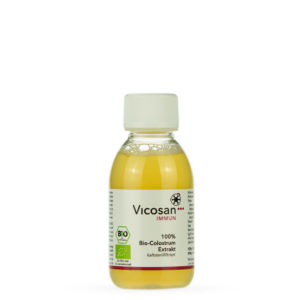 Das Bild zeigt eine Flasche mit 125 ml Bio-Colostrum Serum von VICOSAN